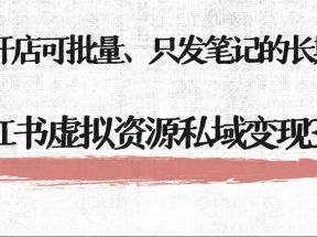 小红书虚拟资源私域变现3.0、0门槛不开店可批量 只发笔记长期饭票