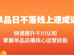 单品日不落线上速成课，快速提升千川认知，掌握单品店播核心运营技能