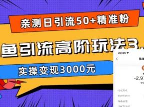 日引50+精准粉，闲鱼引流高阶玩法3.0，实操变现3000元