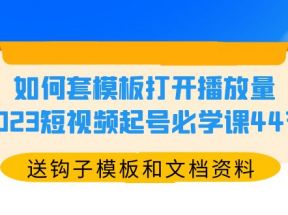 如何套模板打开播放量，2023短视频起号必学课44节（送钩子模板和文档资料）