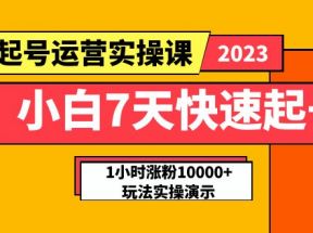 小白7天快速起号：dou+起号运营实操课，实战1小时涨粉10000+玩法演示 