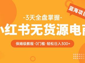 小红书无货源电商保姆级教程，从0到日入300，爆单3W