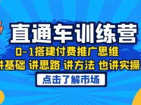 淘系直通车训练课，0-1搭建付费推广思维，讲基础 讲思路 讲方法 也讲实操