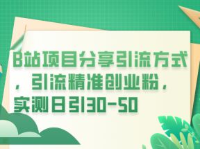 B站项目分享引流方式，引流精准创业粉，实测日引30-50