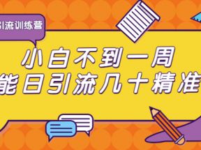 清和行记引流训练营：小白不到一周便能日引流几十精准粉