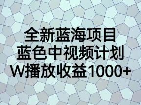 全新蓝海项目，蓝色中视频计划，1W播放量1000+