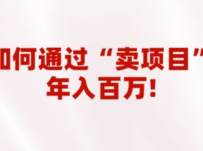 2023年最火项目：通过“卖项目”年入百万！普通人逆袭翻身的唯一出路