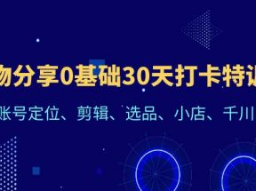 好物分享0基础30天打卡特训营：账号定位、剪辑、选品、小店、千川