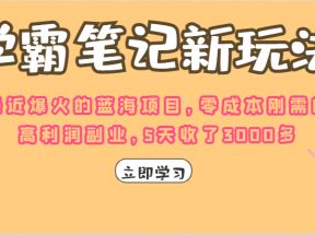 学霸笔记的新玩法，最近爆火的蓝海项目，零成本刚需的高利润副业，5天收了3000多