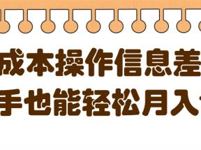 零成本操作信息差项目，新手也能轻松月入1W+【视频教程】