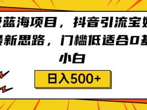 超级蓝海项目，抖音引流宝妈粉的最新思路，门槛低适合0基础小白，轻松日入500+