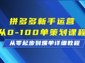 拼多多新手运营从0-100单策划课程，从零起步到爆单详细教程