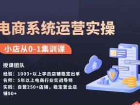 抖店精细化运营全案课，抖音小店从0-1集训营，电商系统运营实操课