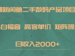 最新闲鱼二手数码赛道，小白福音，高客单价，矩阵操作，日收入2000+