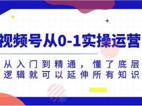 视频号从0-1实操运营，从入门到精通，懂了底层逻辑就可以延伸所有知识