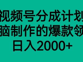 视频号分成计划，轻松无脑制作的爆款领域，日入2000+