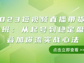 2023短视频直播带货培训班：从起号到稳定盈利叠加爆流实战心法（11节课）