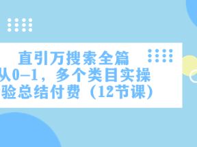 直引万·搜索全篇，从0-1，多个类目实操经验总结付费（12节课）