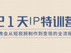 21天IP特训营，教会从短视频制作到变现的全流程