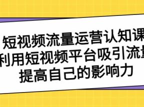 短视频流量运营认知课，利用短视频平台吸引流量，提高自己的影响力