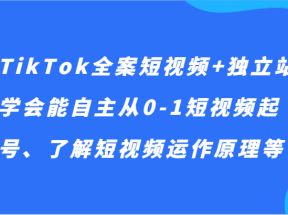 TikTok全案短视频+独立站，学会能自主从0-1短视频起号、了解短视频运作原理等