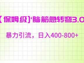 【保姆级】‘脑筋急转去3.0’暴力引流、日入400-800+