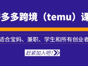 拼多多跨境（temu）课程，适合宝妈、兼职、学生和所有创业者