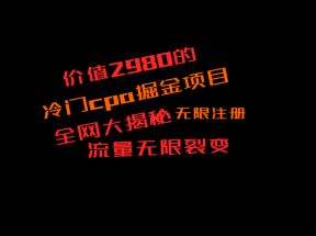 价值2980的CPA掘金项目大揭秘，号称当天收益200+，不见收益包赔双倍