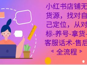 小红书店铺无货源课程，找对自己定位，从对标-养号-拿货-客服话术-售后全流程