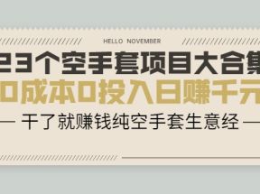 23个空手套项目大合集，0成本0投入日赚千元，干了就赚钱纯空手套生意经