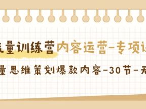 流量训练营之内容运营专项课，用流量思维策划爆款内容（30节课）