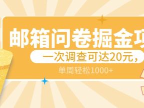 邮箱问卷掘金项目，一次调查可达20元，可矩阵放大，一周轻松1000+