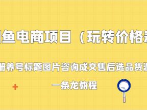 闲鱼电商项目（玩转价格差）：注册养号标题图片咨询成交售后选品货源等，一条龙教程