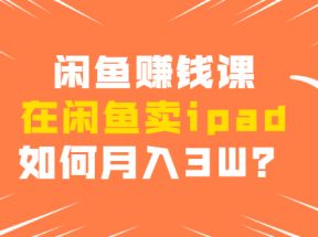 闲鱼赚钱课：在闲鱼卖ipad，如何月入3W？详细操作教程