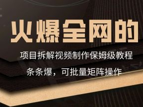 火爆全网的项目拆解类视频如何制作，条条爆，保姆级教程