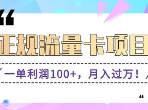 正规手机流量卡项目，一单利润100+，月入过万！人人可做（推广技术+正规渠道）