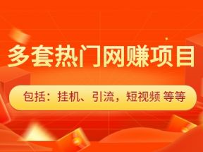 多套热门网赚项目，更新中视频撸钱（包括：挂机、引流，短视频 等等）