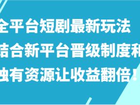 全平台短剧最新玩法，结合新平台晋级制度和独有资源让收益翻倍！