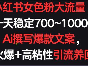 小红书女色粉流量，一天稳定700~1000+  Ai撰写爆款文案条条火爆，高粘性引流养回头客