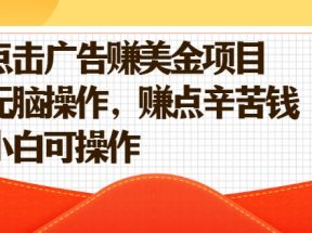 点击广告赚美金项目，无脑操作，赚点辛苦钱 小白可操作【视频课程】