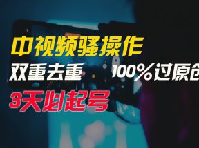 中视频骚操作，双重去重100%过原创，3天比必起号，简单无脑，月入3W+