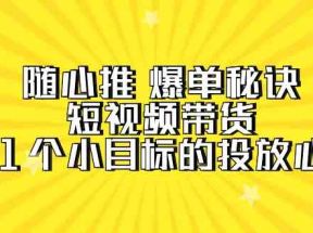 随心推爆单秘诀，短视频带货-超1个小目标的投放心得（7节视频课）