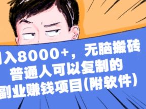 月入8000+，无脑搬砖，普通人可以复制的副业赚钱项目(视频教程附软件)