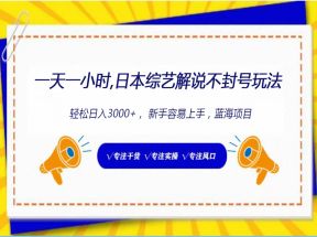 日本综艺解说不封号玩法，轻松日入1000+，全新赛道