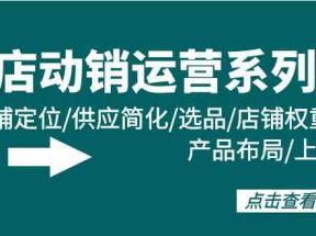 淘宝全店动销运营系列课：店铺定位/供应简化/选品/店铺权重/产品布局/上新