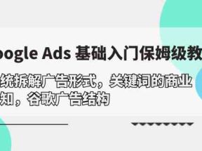 Google Ads 基础入门，系统拆解广告形式/关键词的商业认知/谷歌广告结构