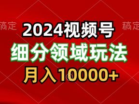 2024视频号分成计划细分领域玩法，每天5分钟，月入1W+