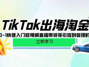 TikTok出海淘金，新手0-1快速入门短视频直播带货等引流到变现的知识