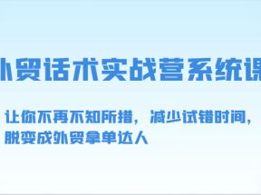 外贸话术实战营系统课-让你不再不知所措，减少试错时间，脱变成外贸拿单达人