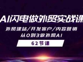 AI闪电做外贸实战课，外贸建站/开发客户/内容营销/从0到3做外贸AI（61节）